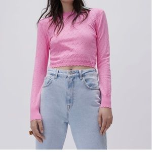 NEW WITH TAGS- Pink Zara cropped knit sweater
